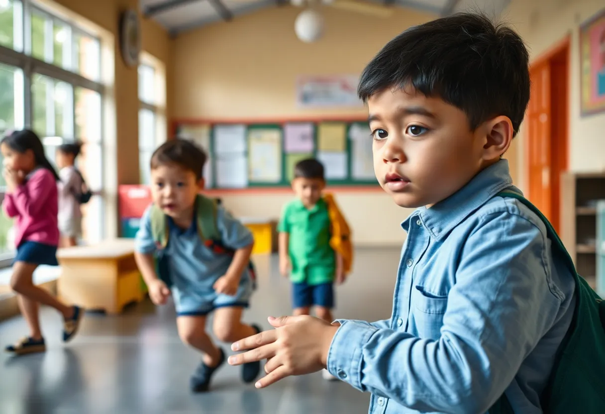 Children playing in a safe school environment