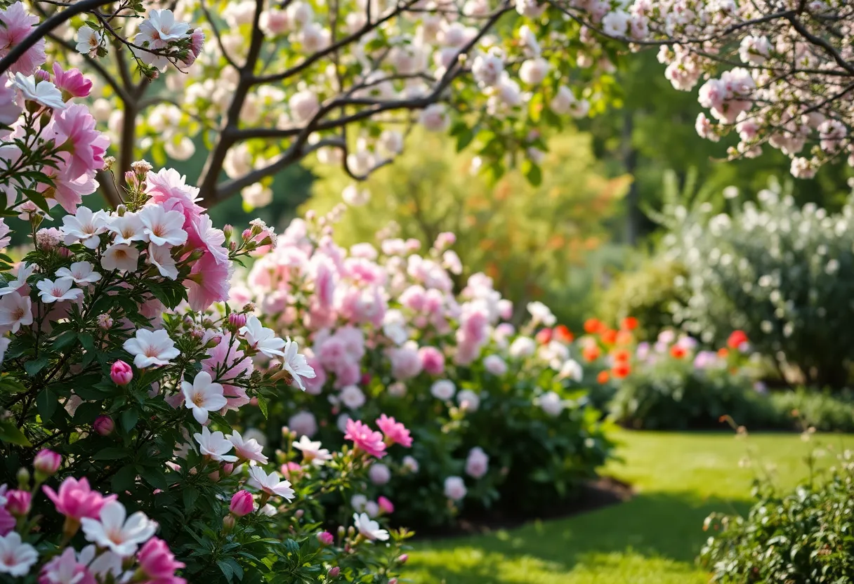 Garden with blooming flowers representing a legacy of love.