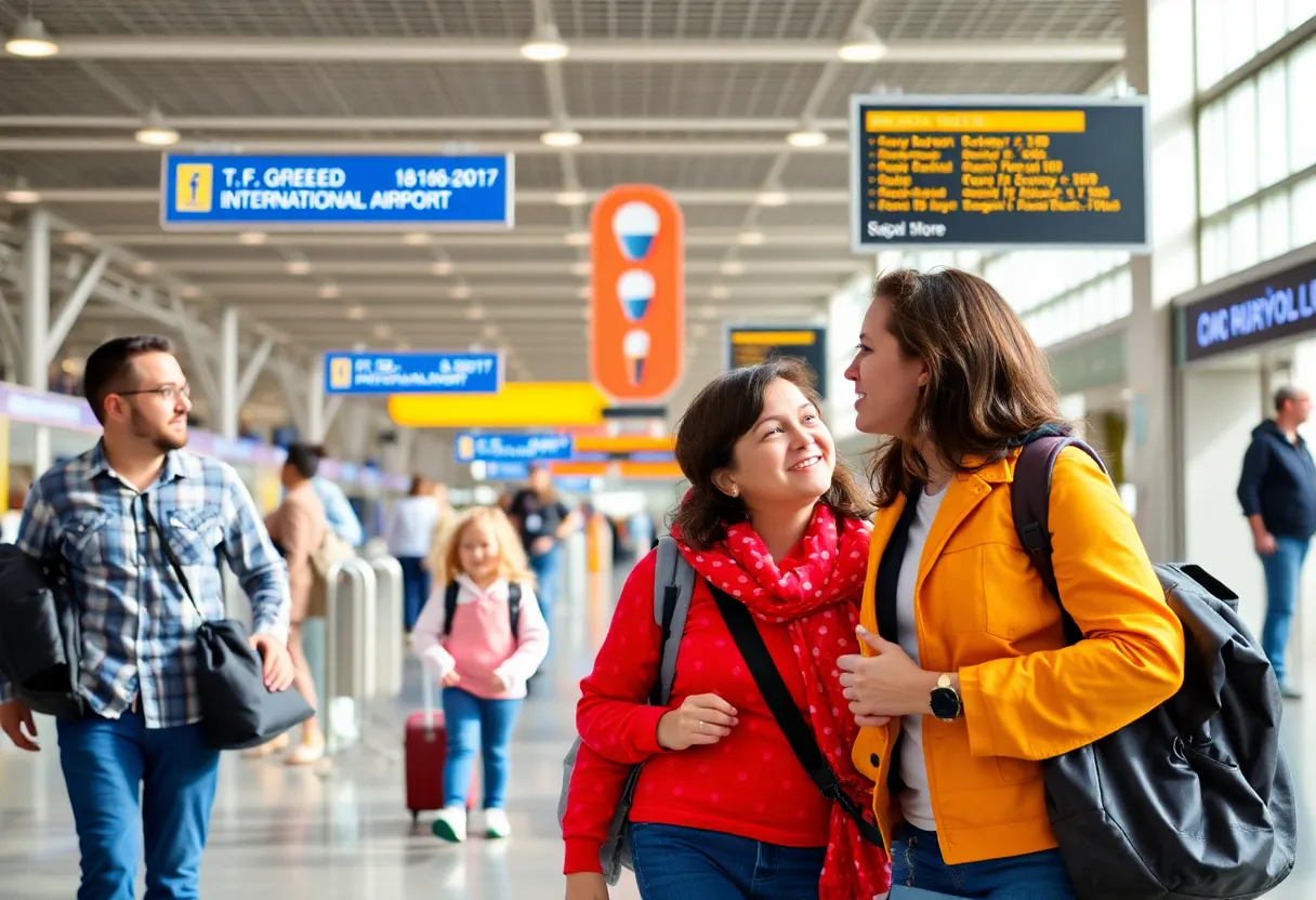 Travelers at T.F. Green International Airport