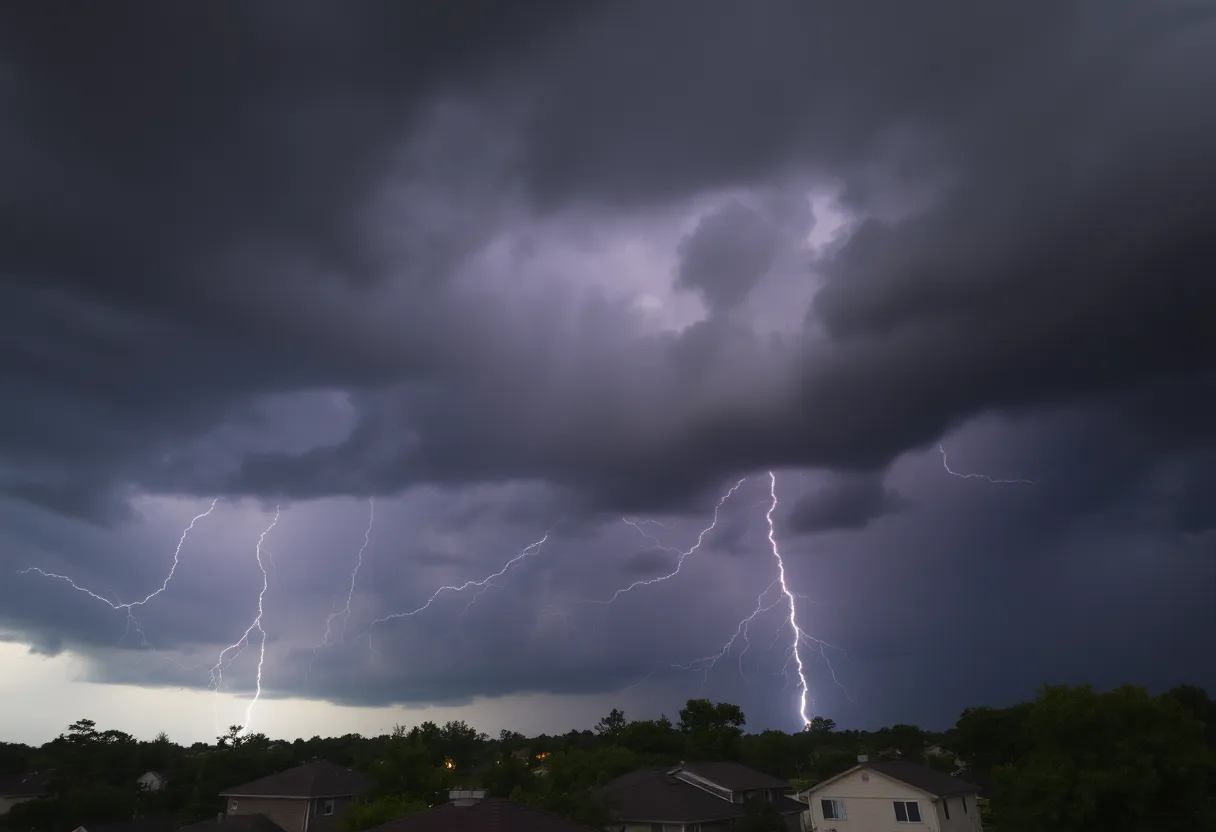 Storm clouds and lightning over Providence