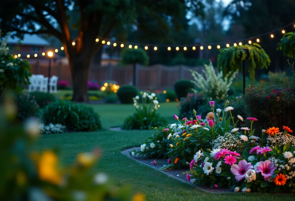 Garden tribute scene honoring a civic leader