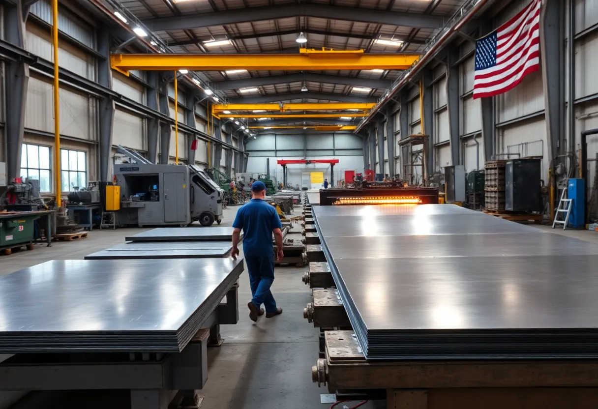 Contemporary metal fabrication workshop with machinery