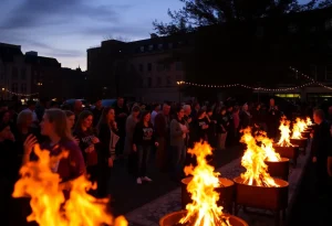 WaterFire event in Providence honoring educators with glowing braziers and festivities