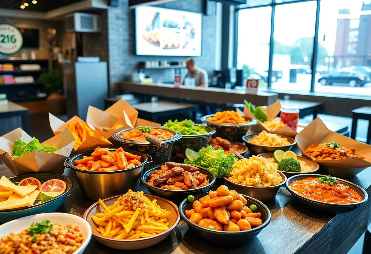 Diverse take-out options from a modern restaurant