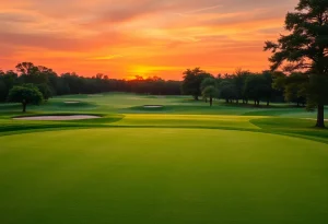 Sunset over a peaceful golf course