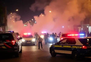 Fire engulfing a police cruiser in Boston