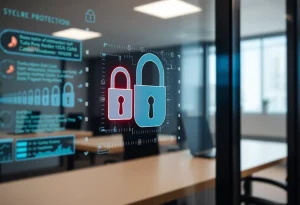 Illustration of cybersecurity measures indicating data protection