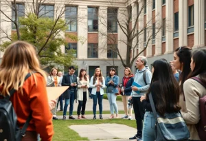 Students protesting for academic freedom at Brown University
