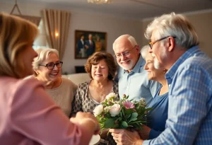 Family and friends gathered in a warm atmosphere to celebrate a life.