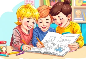 Children using a personalized coloring book designed to enhance creativity