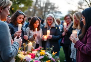 Community members gather for a candlelight vigil in remembrance of deceased residents.