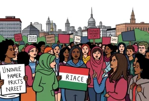 Diverse community gathering in support of immigrant rights