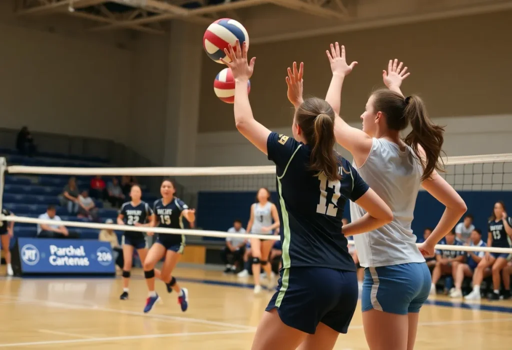 Creighton women's volleyball team competing in a match