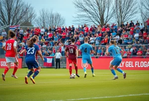 Action shot of women's soccer game between Creighton and Providence