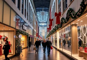 Empty retail storefronts during the holiday shopping season