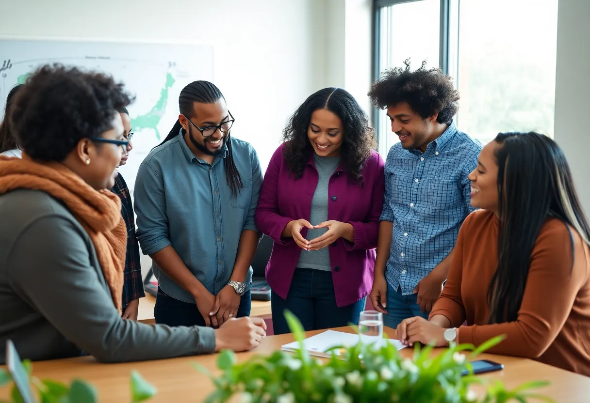 Diverse individuals engaged in a community equity initiative.
