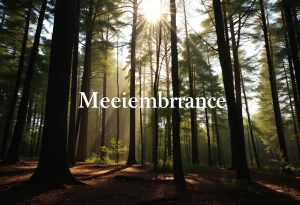 A peaceful forest representing remembrance and love.