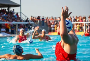 Water polo game between Harvard and Brown University at Katherine Moran Coleman Aquatics Center
