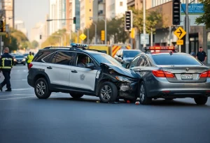 Scene of a car crash involving ICE agents and a civilian vehicle in Providence