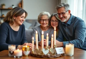 Gathering of a family celebrating the life of a loved one.
