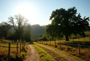 A peaceful countryside scene representing legacy
