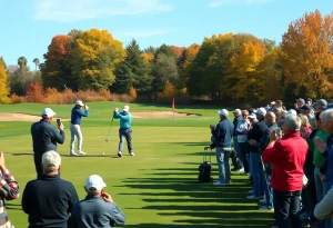 Men's Golf Team practicing on a beautiful golf course
