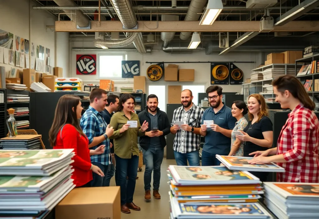 Celebration at Minuteman Press printing shop