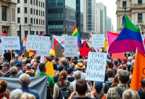Crowd at the No Kings protest in Providence emphasizing democracy