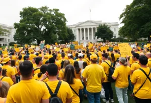 Crowd of protesters at No Kings movement in Providence