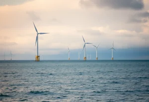 Offshore wind turbines near the coast of Rhode Island
