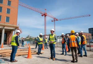 Construction team working on a project in Providence, Rhode Island.