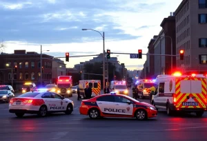 Emergency responders at an accident scene in Providence