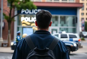 Community member outside police station in Providence