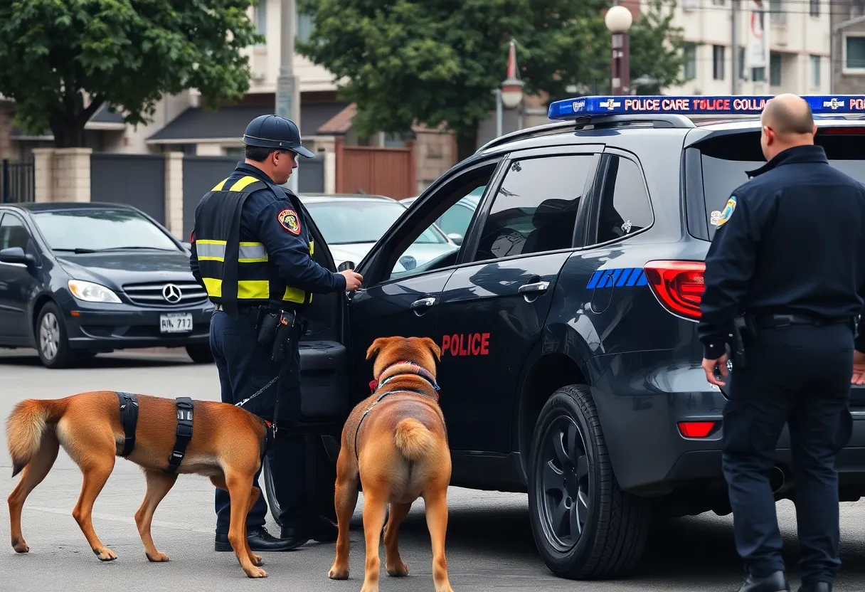 Police inspecting a vehicle during a drug bust operation in Providence