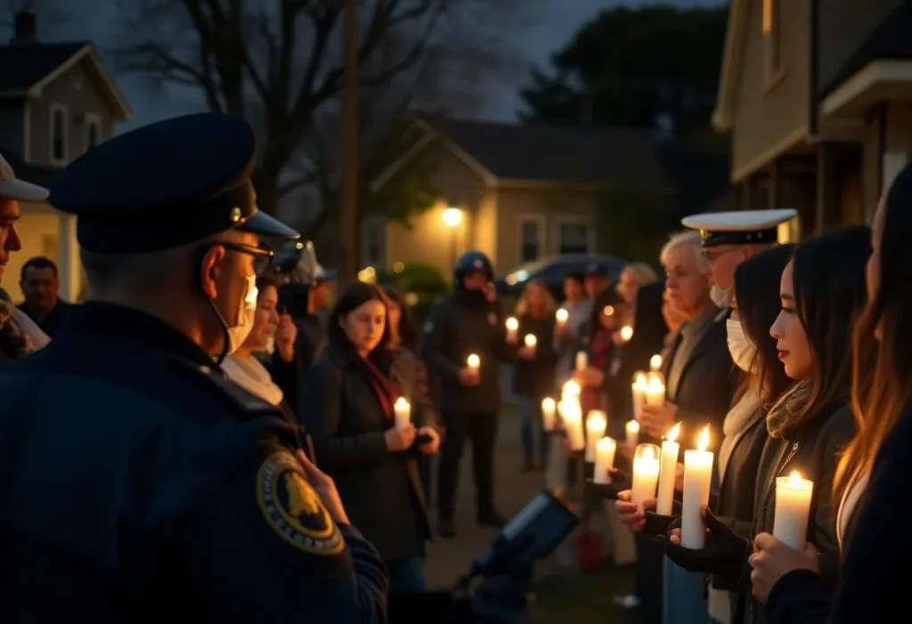 Community gathering for a vigil addressing gun violence in Providence