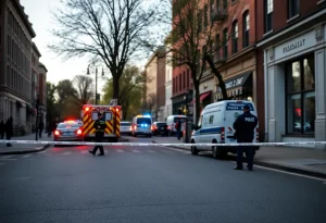 Emergency responders at the scene of a machete attack in Providence