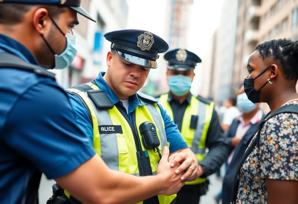Police officer arresting a suspect in Providence
