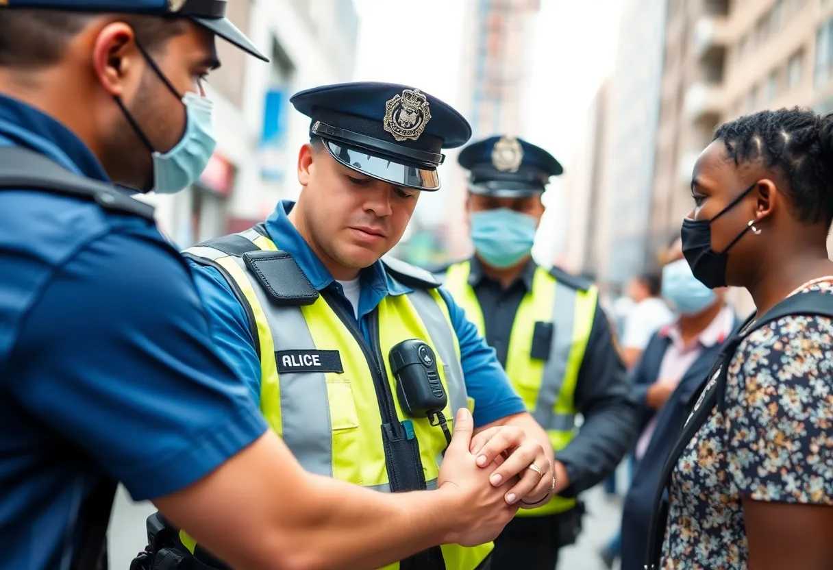 Police officer arresting a suspect in Providence