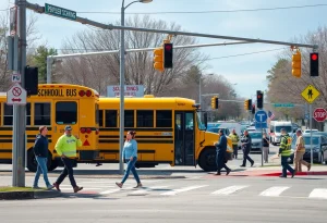 Scene of a school bus accident in Providence