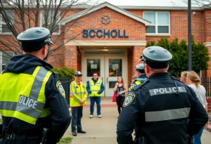 Police responding to a security incident at a Providence school