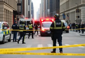 Emergency responders on a Providence street after a stabbing.