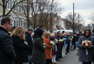 Community members gathering in remembrance
