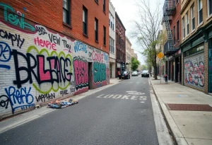 Graffiti-covered wall in Providence