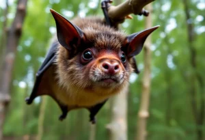 Close-up of a bat in the wild