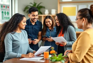 Employees in a supportive workplace environment focusing on health and wellness.