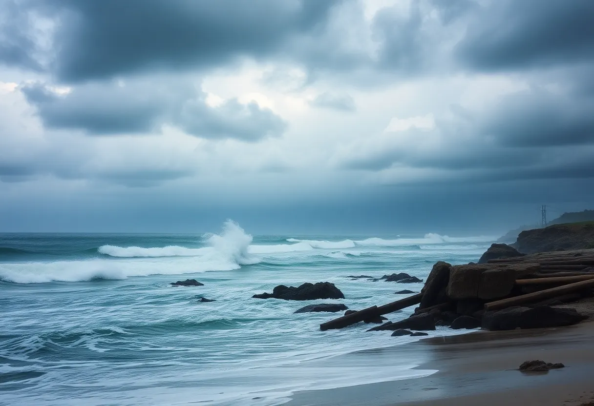 Stormy weather in Rhode Island during nor'easter