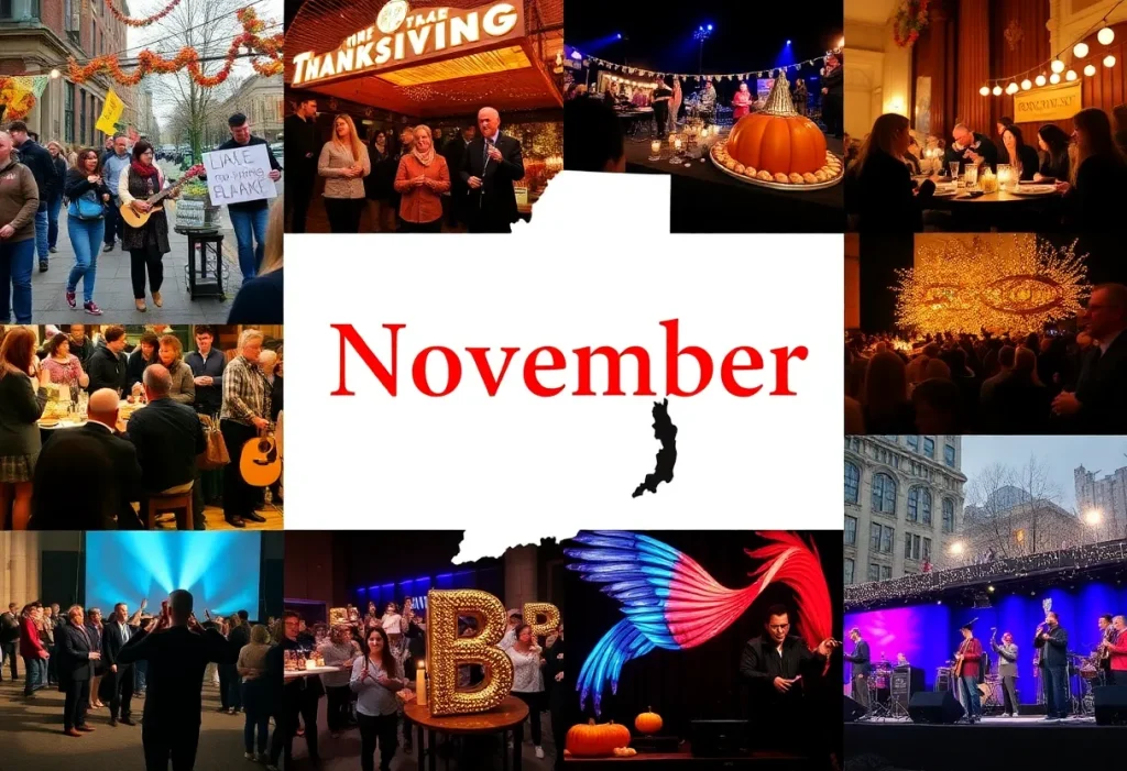 A vibrant display of various events in Rhode Island during November.