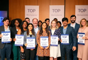 Diverse professionals at the Rhode Island Top Workplaces 2025 award ceremony.