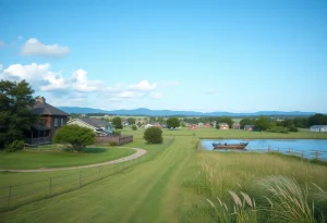 A tranquil landscape representing community and remembrance.