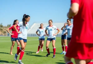 Seton Hall women's soccer team practicing on the field